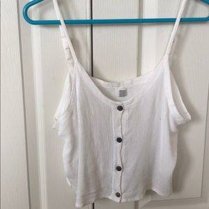 White button down crop/tank top